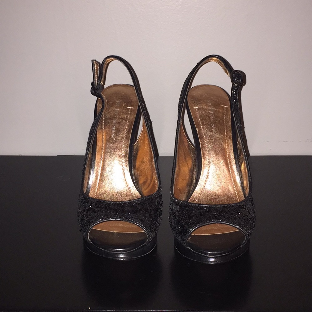 Bcbgeneration Markus Black Glitter Slingback Heels - image 4